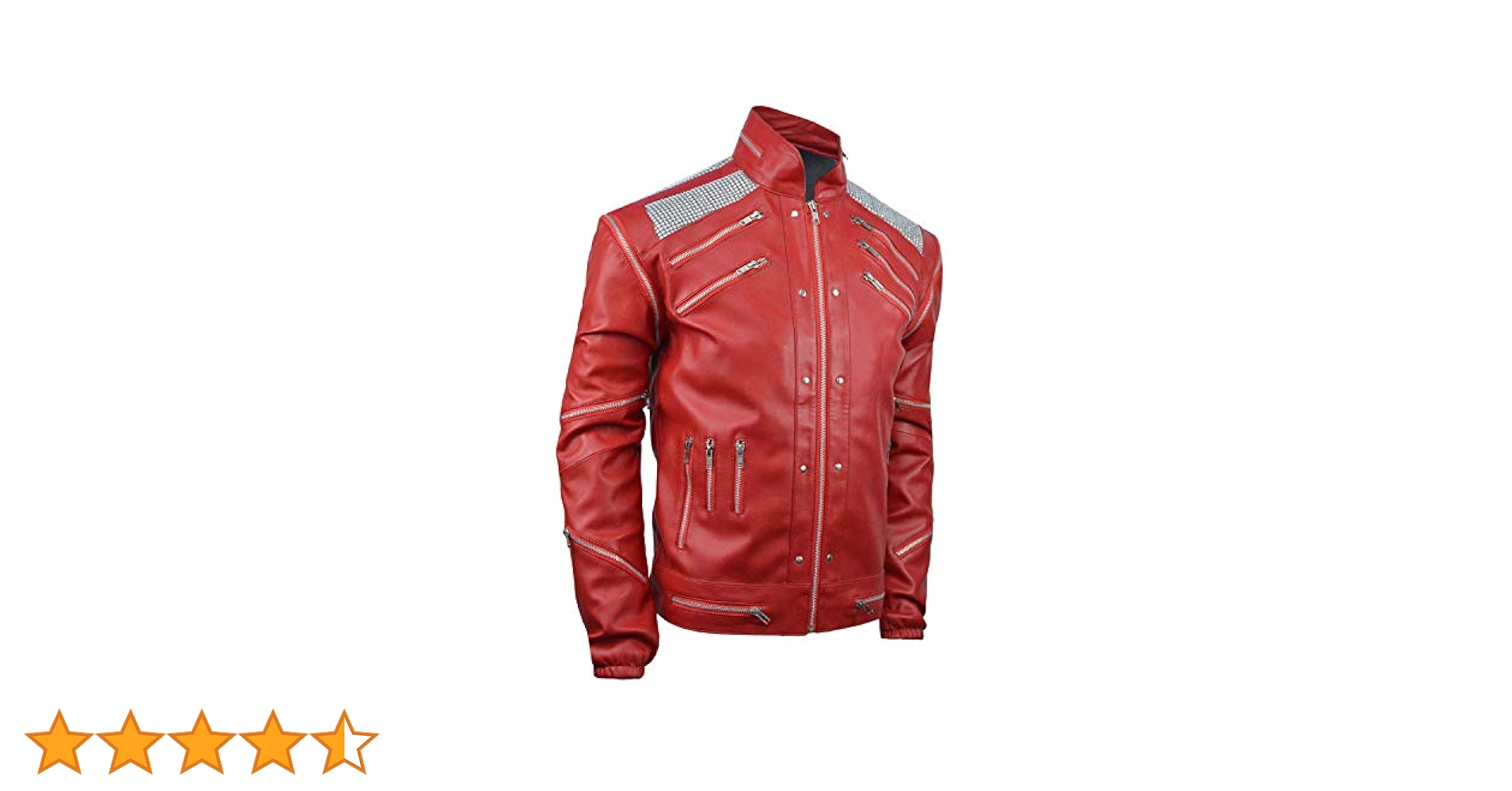 MJ Beat It, Michael Jackson Silver Mesh Red Faux Leather